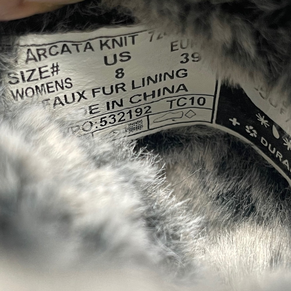 Bogs Arcata Knit Winter Boots Women 8 Gray Waterproof Faux Fur Insulated Snow - Picture 4 of 15